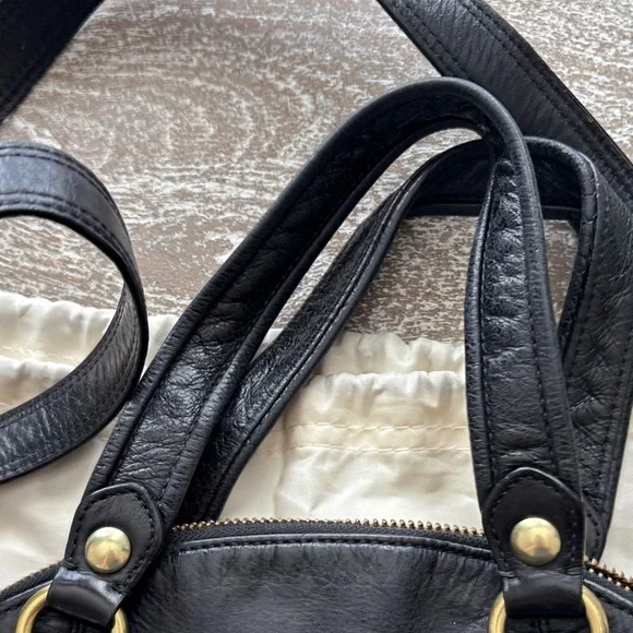 Y2K COACH Poppy Hand Bag Leather Black w/ Shoulder Strap - Picture 7 of 8